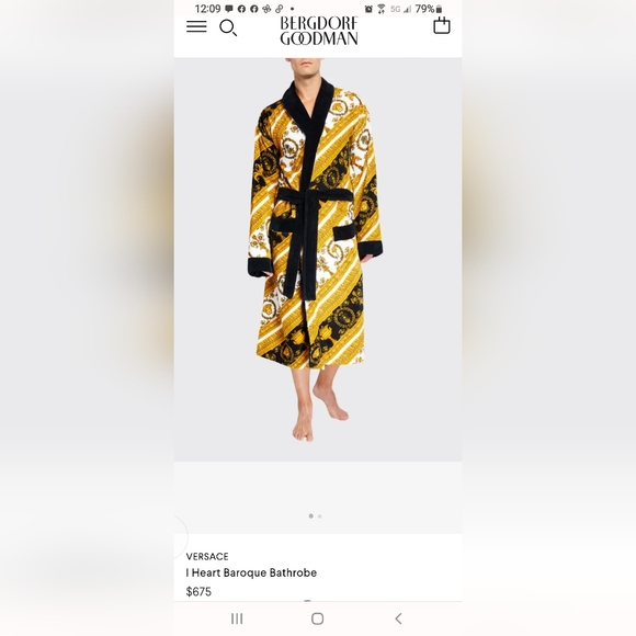 SOLD New Versace I Heart Baroque cotten terry Bathrobe in gold size large RARE - Picture 9 of 13